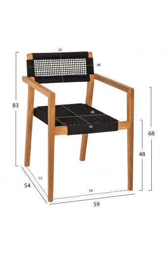 ΠΟΛΥΘΡΟΝΑ CHARLOTTE HM9637.02 ΞΥΛΟ TEAK ΦΥΣΙΚΟ & ΜΑΥΡΟ ΣΧΟΙΝΙ 59x54x83Y εκ.