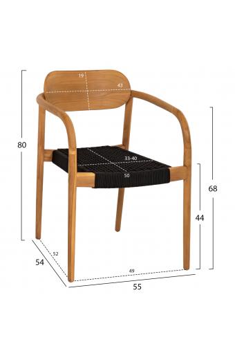 ΠΟΛΥΘΡΟΝΑ OSLO HM9636.02 ΞΥΛΟ TEAK ΦΥΣΙΚΟ & ΜΑΥΡΟ ΣΧΟΙΝΙ 55x54x80Y εκ.