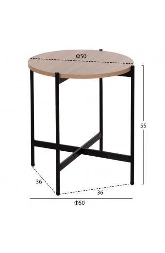 ΒΟΗΘΗΤΙΚΟ ΤΡΑΠΕΖΙ HM9589.03 MDF SONAMA-ΜΑΥΡΗ ΜΕΤΑΛΛΙΚΗ ΒΑΣΗ Φ50x55Υεκ.