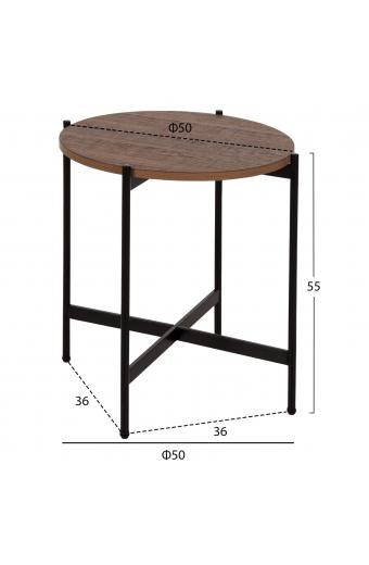 ΒΟΗΘΗΤΙΚΟ ΤΡΑΠΕΖΙ HM9589.04 MDF ΚΑΡΥΔΙ-ΜΑΥΡΗ ΜΕΤΑΛΛΙΚΗ ΒΑΣΗ Φ50x55Υεκ.