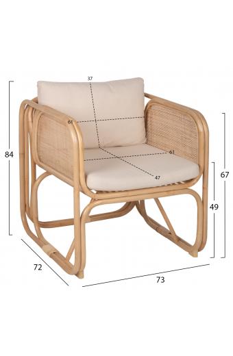 ΠΟΛΥΘΡΟΝΑ WENDY HM9816 RATTAN ΣΕ ΦΥΣΙΚΟ ΧΡΩΜΑ-ΛΕΥΚΑ ΜΑΞΙΛΑΡΙΑ 73x72x84Yεκ.
