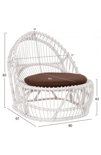 ΠΟΛΥΘΡΟΝΑ ENTROPY HM9840.02 RATTAN ΛΕΥΚΟ ΜΕ ΚΑΦΕ ΜΑΞΙΛΑΡΙ 80x97x85Υεκ.