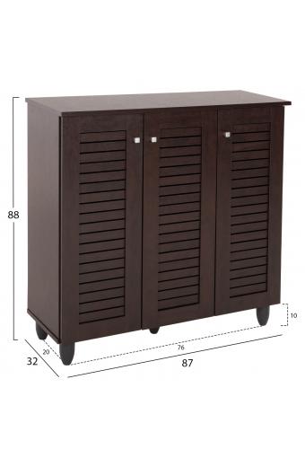 ΠΑΠΟΥΤΣΟΘΗΚΗ-ΝΤΟΥΛΑΠΑ PROLLY HM9609.01 ΜΕΛΑΜΙΝΗ WENGE-3ΠΟΡΤΕΣ-4ΡΑΦΙΑ 87x32x88Υεκ.