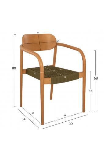 ΠΟΛΥΘΡΟΝΑ OSLO HM9636.05 ΞΥΛΟ TEAK ΦΥΣΙΚΟ & ΠΡΑΣΙΝΟ ΣΧΟΙΝΙ 55x54x80Yεκ.