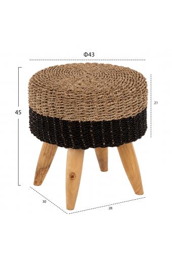 ΣΚΑΜΠΟ BEAM HM7827 ΞΥΛΟ ΤΕΑΚ ΚΑΙ SEAGRASS ΣΕ ΦΥΣΙΚΟ & ΜΑΥΡΟ Φ43x45Yεκ.