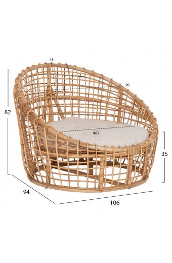 ΠΟΛΥΘΡΟΝΑ ENTO HM9814 RATTAN ΣΕ ΦΥΣΙΚΟ-ΛΕΥΚΟ ΜΑΞΙΛΑΡΙ 103x92x81Yεκ.