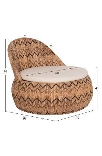 ΠΟΛΥΘΡΟΝΑ ΣΤΡΟΓΓΥΛΗ LADLON HM5992 RATTAN ΦΥΣΙΚΟ-ΕΚΡΟΥ ΜΑΞΙΛΑΡΙ 97x97x76Υεκ.