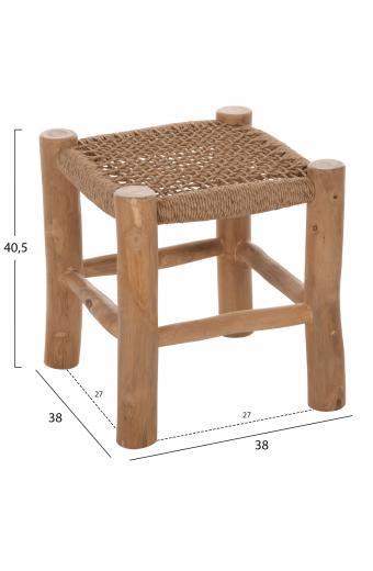 ΣΚΑΜΠΟ LONDER HM5987 ΞΥΛΟ ΤΕΑΚ ΚΑΙ ΣΥΝΘΕΤΙΚΟ RATTAN ΣΕ ΦΥΣΙΚΟ 38x38x40,5Υεκ.