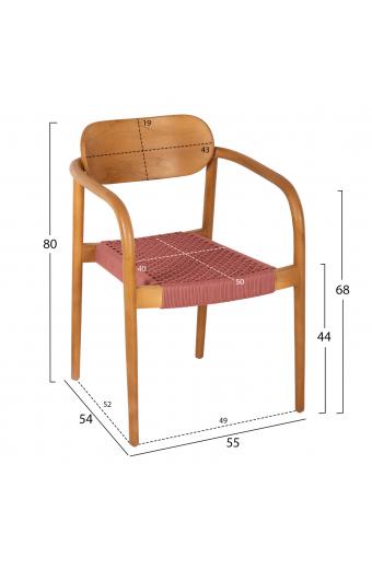 ΠΟΛΥΘΡΟΝΑ OSLO HM9636.06 ΞΥΛΟ TEAK ΦΥΣΙΚΟ & ΡΟΖ ΣΧΟΙΝΙ 55x54x80Yεκ.