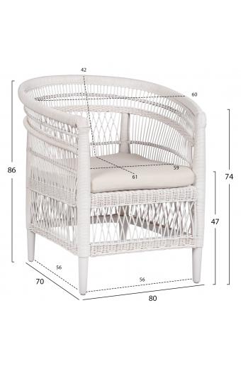 ΠΟΛΥΘΡΟΝΑ MALAWI HM9635.02 ΞΥΛΟ ΜΑΟΝΙ ΜΕ RATTAN ΛΕΥΚΟ-ΛΕΥΚΟ ΜΑΞΙΛΑΡΙ 80x70x86Υεκ.