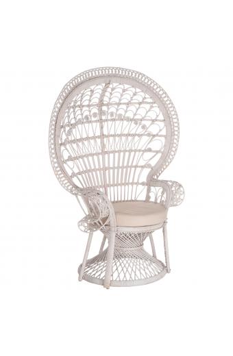 ΠΟΛΥΘΡΟΝΑ ROYAL PEACOCK HM9342.02 RATTAN ΣΕ ΛΕΥΚΟ-ΜΑΞΙΛΑΡΙ ΛΕΥΚΟ 114x72x150Yεκ.