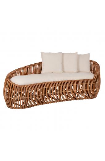 ΚΑΝΑΠΕΣ-ΑΝΑΚΛΙΝΤΡΟ LANTRY HM5991 ΦΥΣΙΚΟ RATTAN- ΛΕΥΚΑ ΜΑΞΙΛΑΡΙΑ 215x60x78Yεκ.