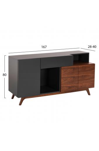 ΜΠΟΥΦΕΣ PREDA HM9747 MDF ΜΕ ΚΑΡΥΔΙ & ΣΚΟΥΡΟ ΓΚΡΙ ΚΑΠΛΑΜΑ 167x28-40x80Υεκ.