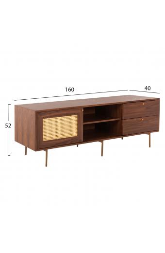 ΕΠΙΠΛΟ ΤΗΛΕΟΡΑΣΗΣ MEEN HM9736 MDF ΜΕ ΚΑΠΛΑΜΑ ΚΑΡΥΔΙΑΣ-ΧΡΥΣΑ ΠΟΔΙΑ 160x40x52Υεκ.