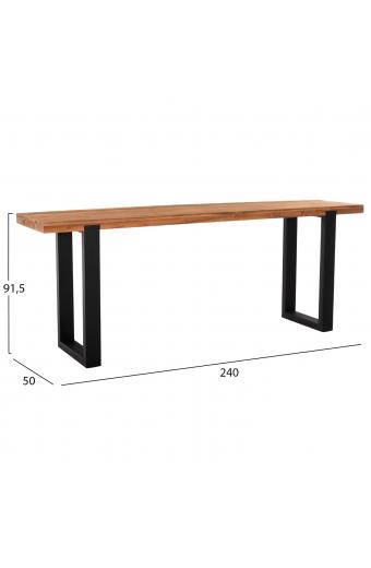 ΚΟΝΣΟΛΑ SHIRE HM9800 ΑΝΑΚΥΚΛΩΜΕΝΟ ΞΥΛΟ TEAK-ΜΑΥΡΕΣ ΜΕΤΑΛΛΙΚΕΣ ΒΑΣΕΙΣ 240x50x90Yεκ