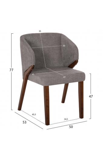 ΚΑΡΕΚΛΑ RADDER HM9749 RUBBERWOOD ΣΕ ΚΑΡΥΔΙ-ΓΚΡΙ ΥΦΑΣΜΑ 50x53x77Υεκ.
