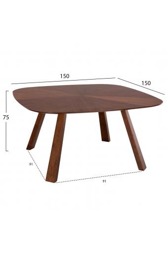 ΤΡΑΠΕΖΙ ΤΡΑΠΕΖΑΡΙΑΣ RINER HM9733 MDF ΜΕ ΚΑΠΛΑΜΑ ΚΑΡΥΔΙΑΣ 150x150x75Υ εκ.