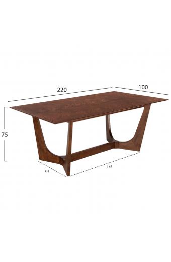 ΤΡΑΠΕΖΙ ΤΡΑΠΕΖΑΡΙΑΣ RIMER HM9742 MDF ΜΕ ΚΑΠΛΑΜΑ ΦΡΑΞΙΝΟΥ-ΚΑΡΥΔΙ ΧΡΩΜΑ 220X100x75Yεκ.