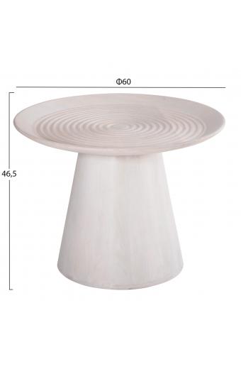 ΒΟΗΘΗΤΙΚΟ ΤΡΑΠΕΖΙ ΣΤΡΟΓΓΥΛΟ ROSS HM9708 ΜΑΣΙΦ ΞΥΛΟ MANGO ΣΕ ΛΕΥΚΟ Φ45x48Υεκ.