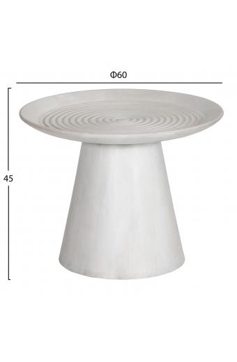 ΤΡΑΠΕΖΙ ΣΑΛΟΝΙΟΥ ΣΤΡΟΓΓΥΛΟ ROSS HM9709 ΜΑΣΙΦ ΞΥΛΟ MANGO-ΛΕΥΚΟ Φ60x45Υεκ.