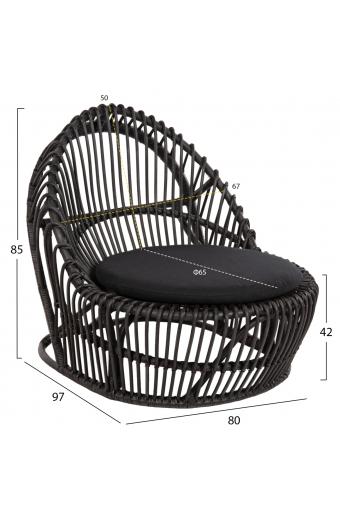 ΠΟΛΥΘΡΟΝΑ ENTROPY HM9840.03 ΦΥΣΙΚΟ RATTAN ΜΕ ΜΑΞΙΛΑΡΙ-ΜΑΥΡΟ 80x97x85Υεκ.