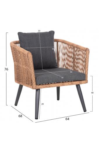 ΣΑΛΟΝΙ ΕΞ.ΧΩΡΟΥ 4ΤΜΧ FREJA HM6057.03 ΑΛΟΥΜ.ΑΝΘΡΑΚΙ-PE RATTAN ΜΠΕΖ-ΑΝΘΡΑΚΙ ΜΑΞΙΛΑΡΙΑ