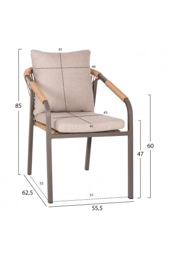 ΠΟΛΥΘΡΟΝΑ MAERLY HM6051.04 ΣΑΜΠΑΝΙ ΑΛΟΥΜΙΝΙΟ-P.E.RATTAN ΦΥΣΙΚΟ-ΜΑΞΙΛΑΡΙΑ ΜΠΕΖ 55,5x62,5x85Υ εκ.