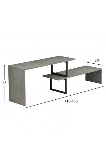 ΕΠΙΠΛΟ ΤΗΛΕΟΡΑΣΗΣ ΕΠΕΚΤ. BRIGGITE HM8892.11 ΜΕΛΑΜΙΝΗ GREY STONE TEXTURE 160x30x45Υεκ.