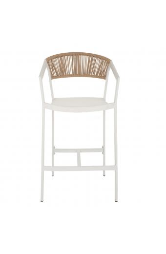 ΣΚΑΜΠΟ ΑΛΟΥΜΙΝΙΟΥ ΛΕΥΚΟ ΜΕ ΜΠΡΑΤΣΑ RATTAN & TEXTLINE 56x58x105Yεκ. HM5892.22