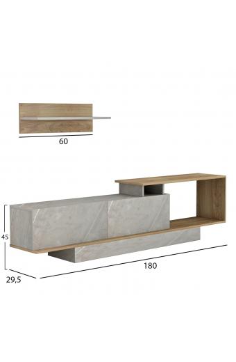 ΣΥΝΘΕΤΟ ΤΗΛΕΟΡΑΣΗΣ GARCELLE HM8904.14 ΜΕΛΑΜΙΝΗ ΦΥΣΙΚΟ-STONE TEXTURE 180x29,6x45Υεκ
