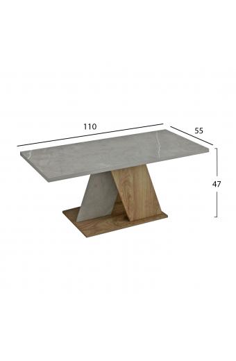 ΤΡΑΠΕΖΙ ΣΑΛΟΝΙΟΥ DILE HM9528.02 ΜΕΛΑΜΙΝΗ ΣΕ STONE TEXTURE ΓΚΡΙ-ΦΥΣΙΚΟ 110x55x47Υεκ.
