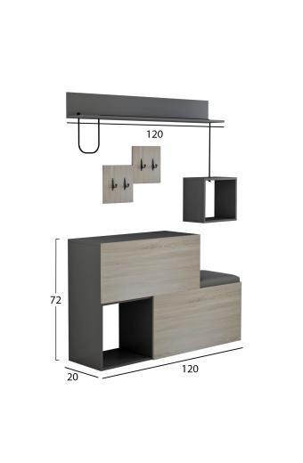 ΕΠΙΠΛΟ ΕΙΣΟΔΟΥ CERB HM8957.11 ΜΕΛΑΜΙΝΗ ΣΕ SONAMA-ΓΚΡΙ 120x20x72Υ εκ.