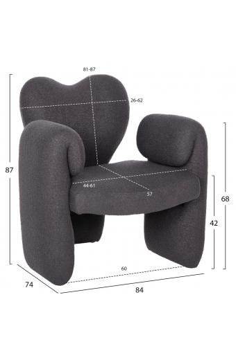 ΠΟΛΥΘΡΟΝΑ HARTT HM9777.01 ΓΚΡΙ TEDDY ΥΦΑΣΜΑ 84x74x87Yεκ.