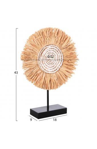 ΕΠΙΤΡΑΠΕΖΙΟ ΔΙΑΚΟΣΜΗΤΙΚΟ HM4224 ΙΝΕΣ RAFFIA ΣΕ ΦΥΣΙΚΟ-ΜΑΥΡΗ ΞΥΛΙΝΗ ΒΑΣΗ 18x9x43Υεκ.