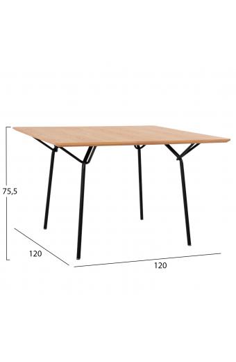 ΤΡΑΠΕΖΙ ΤΡΑΠΕΖΑΡΙΑΣ TRENK HM9614.01 MDF ΜΕ ΚΑΠΛΑΜΑ ΔΡΥΟΣ ΦΥΣΙΚΟ-ΜΑΥΡΟ ΜΕΤΑΛΛΟ 120x120x75Υεκ.
