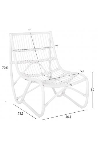 ΠΟΛΥΘΡΟΝΑ GRINN HM9815.03 ΡΑΒΔΟΙ RATTAN ΣΕ ΛΕΥΚΟ 56,5x73,5x79,5Υ εκ.