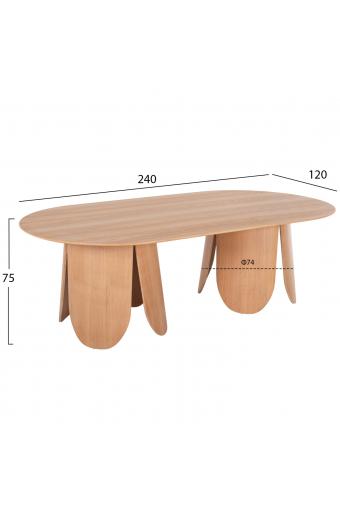 ΤΡΑΠΕΖΙ ΟΒΑΛ DENTY HM9611.01 MDF ΜΕ ΚΑΠΛΑΜΑ ΔΡΥΟΣ-ΦΥΣΙΚΟ ΟΑΚ 240x120x75Υεκ.