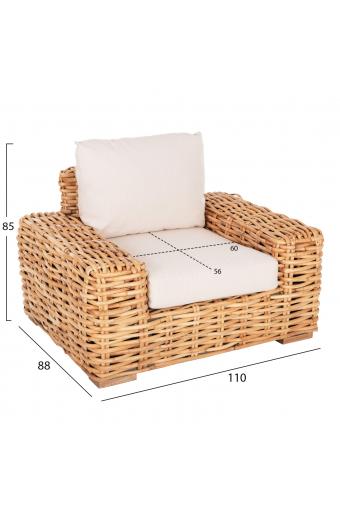 ΠΟΛΥΘΡΟΝΑ TROPEL HM9810 ΞΥΛΟ MANGO-RATTAN ΦΥΣΙΚΟ-ΛΕΥΚΑ ΜΑΞΙΛΑΡΙΑ 110x88x70-85Υεκ.