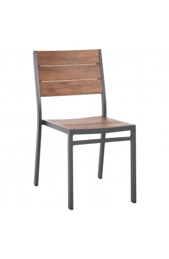 ΚΑΡΕΚΛΑ ΑΛΟΥΜΙΝΙΟΥ SAGA HM6063.02 ΣΚΟΥΡΟ ΓΚΡΙ ΜΕ POLYWOOD 46x52x86Υεκ.