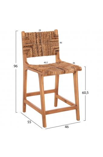 ΣΚΑΜΠΟ ΜΠΑΡ WALTER HM9842 ΞΥΛO TEAK ΣΕ ΦΥΣΙΚΟ-ΨΑΘΑ 46x55x96Υεκ.