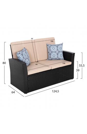 ΣΑΛΟΝΙ ΕΞ.ΧΩΡΟΥ 4ΤΜΧ THORE HM5978 ΣΥΝΘ. RATTAN ΜΑΥΡΟ-ΜΠΕΖ ΜΑΞΙΛΑΡΙΑ