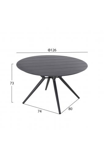 ΤΡΑΠΕΖΙ ΑΛΟΥΜΙΝΙΟΥ ΣΤΡΟΓΓΥΛΟ HIGER HM6061.03 ΑΝΘΡΑΚΙ Φ126Χ73Υεκ.