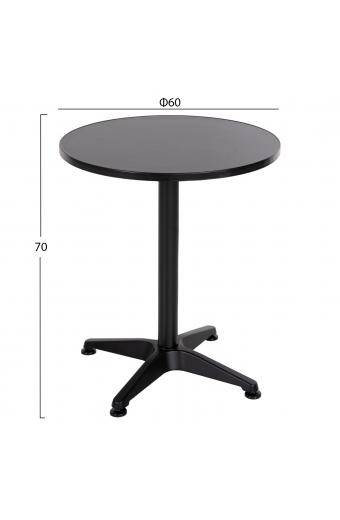 ΤΡΑΠΕΖΙ ΣΤΡΟΓΓΥΛΟ GOSS HM5974.01 ΑΛΟΥΜΙΝΙΟ ΜΑΥΡΟ Φ60x70Υεκ.