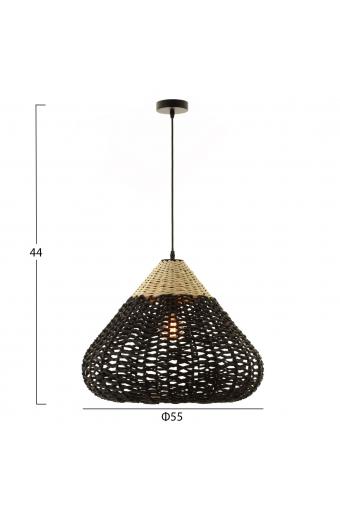 ΦΩΤΙΣΤΙΚΟ ΟΡΟΦΗΣ ΚΡΕΜΑΣΤΟ HM4346 ΑΠΟ PAPER ROPE ΜΠΕΖ ΚΑΙ ΜΑΥΡΟ Φ55,5x44Υεκ.