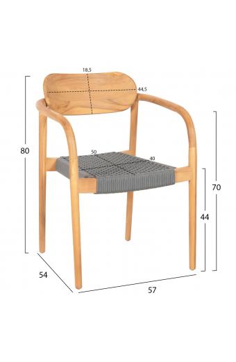 ΠΟΛΥΘΡΟΝΑ OSLO HM9636.08 ΞΥΛΟ TEAK ΦΥΣΙΚΟ & ΓΚΡΙ ΣΧΟΙΝΙ 55x54x80Yεκ.