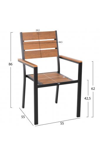 ΠΟΛΥΘΡΟΝΑ ΑΛΟΥΜΙΝΙΟΥ SAGA HM5981.02 ΜΑΥΡΗ-POLYWOOD ΣΕ ΦΥΣΙΚΟ 55x55x86Υεκ.