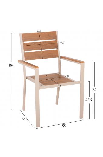 ΠΟΛΥΘΡΟΝΑ ΑΛΟΥΜΙΝΙΟΥ SAGA HM5981.04 ΣΑΜΠΑΝΙ-POLYWOOD ΣΕ ΦΥΣΙΚΟ 55x55x86Υεκ.