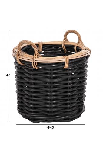 ΣΕΤ 2 ΚΑΛΑΘΙΑ POTTS HM4379 ΜΑΥΡO&ΦΥΣΙΚΟ ΧΡΩΜΑ- CL RATTAN Φ61+Φ45εκ.