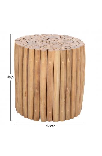 ΤΡΑΠΕΖΙ ΣΑΛΟΝΙΟΥ ΣΤΡΟΓΓΥΛΟ COOTER HM9865 ΚΛΑΔΙΑ TEAK-ΦΥΣΙΚΟ Φ39x40,5Υεκ.