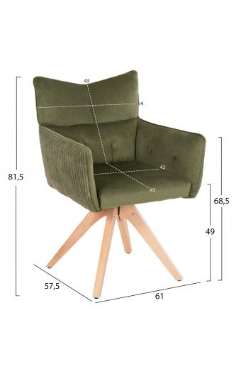 ΠΟΛΥΘΡΟΝΑ ΤΡΑΠΕΖΑΡΙΑΣ QUILL HM9843.05 ΠΡΑΣΙΝΟ ΥΦΑΣΜΑ-ΞΥΛΟ ΟΞΙΑΣ ΠΟΔΙΑ 61x57,5x91Υεκ.